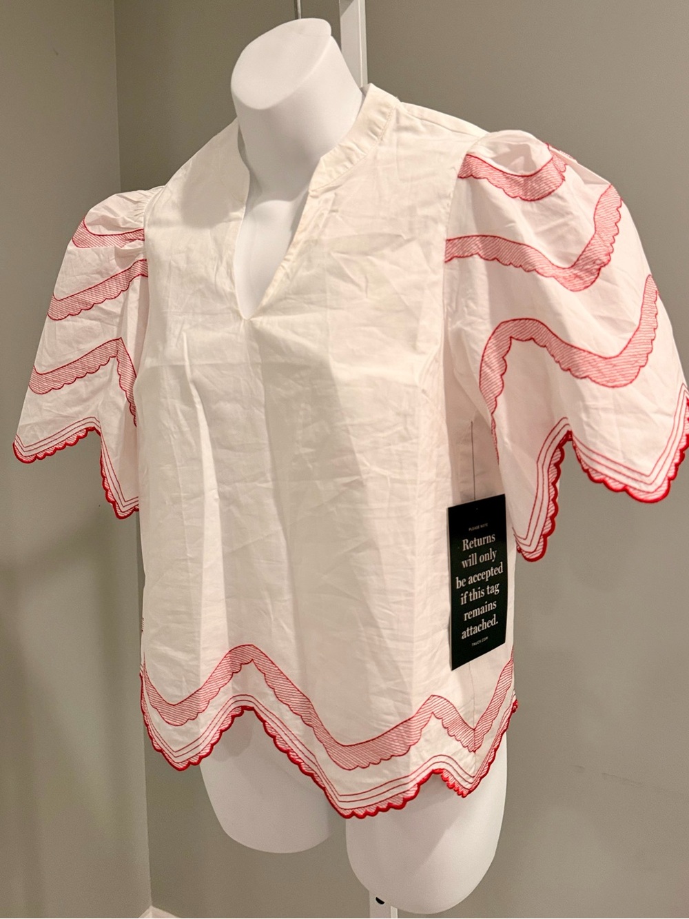 HYACINTH HOUSE Darling Weston White Embroidered Cotton Airy Top Sz S NWT $128!! - Picture 3 of 3